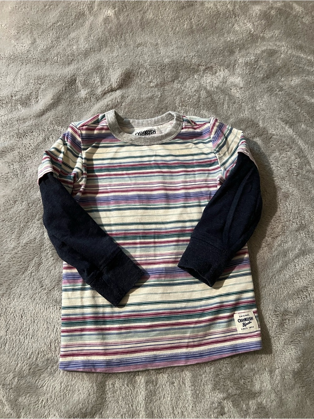 OshKosh B'gosh Navy Sleeve Striped Long Sleeve Tee